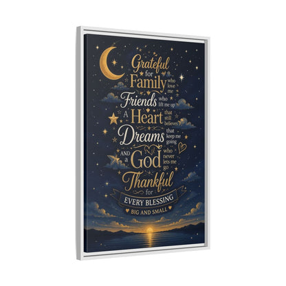 Side Mockup 10. Grateful Family Quote shown as framed canvas print