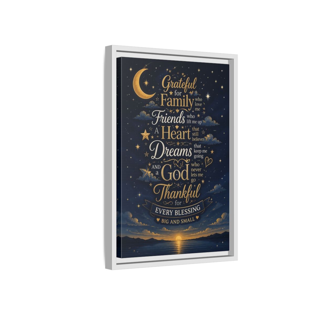 Side Mockup 4. Grateful Family Quote shown as framed canvas print