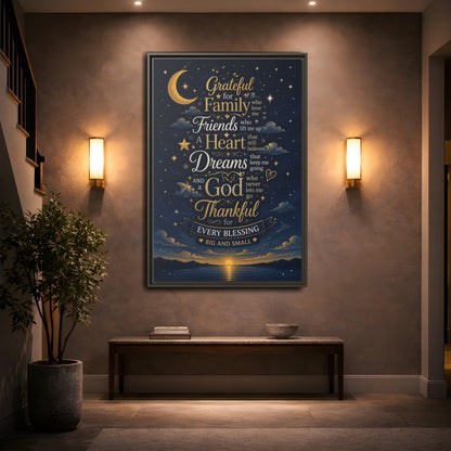 Mockup 2. Grateful Family Quote shown as framed canvas print