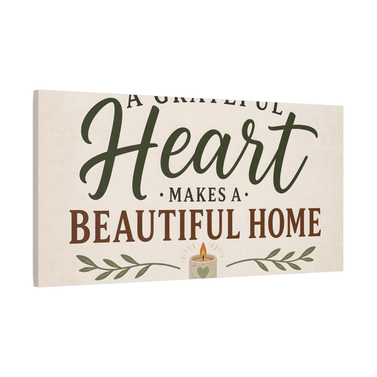 Main Mockup. Grateful Heart Quote shown as canvas print