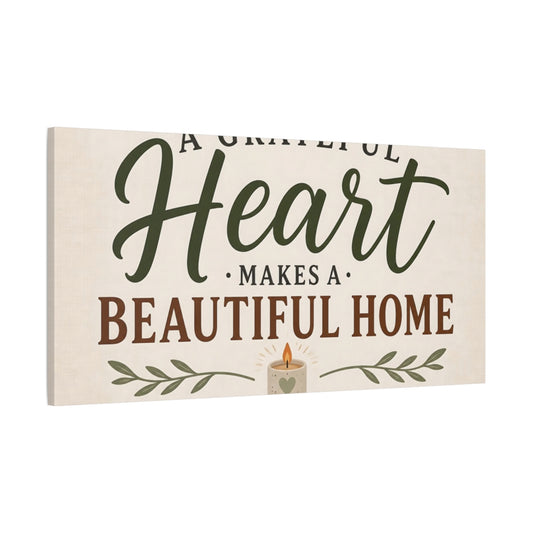 Main Mockup. Grateful Heart Quote shown as canvas print