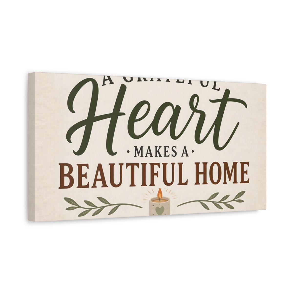 Side Mockup 3. Grateful Heart Quote shown as canvas print