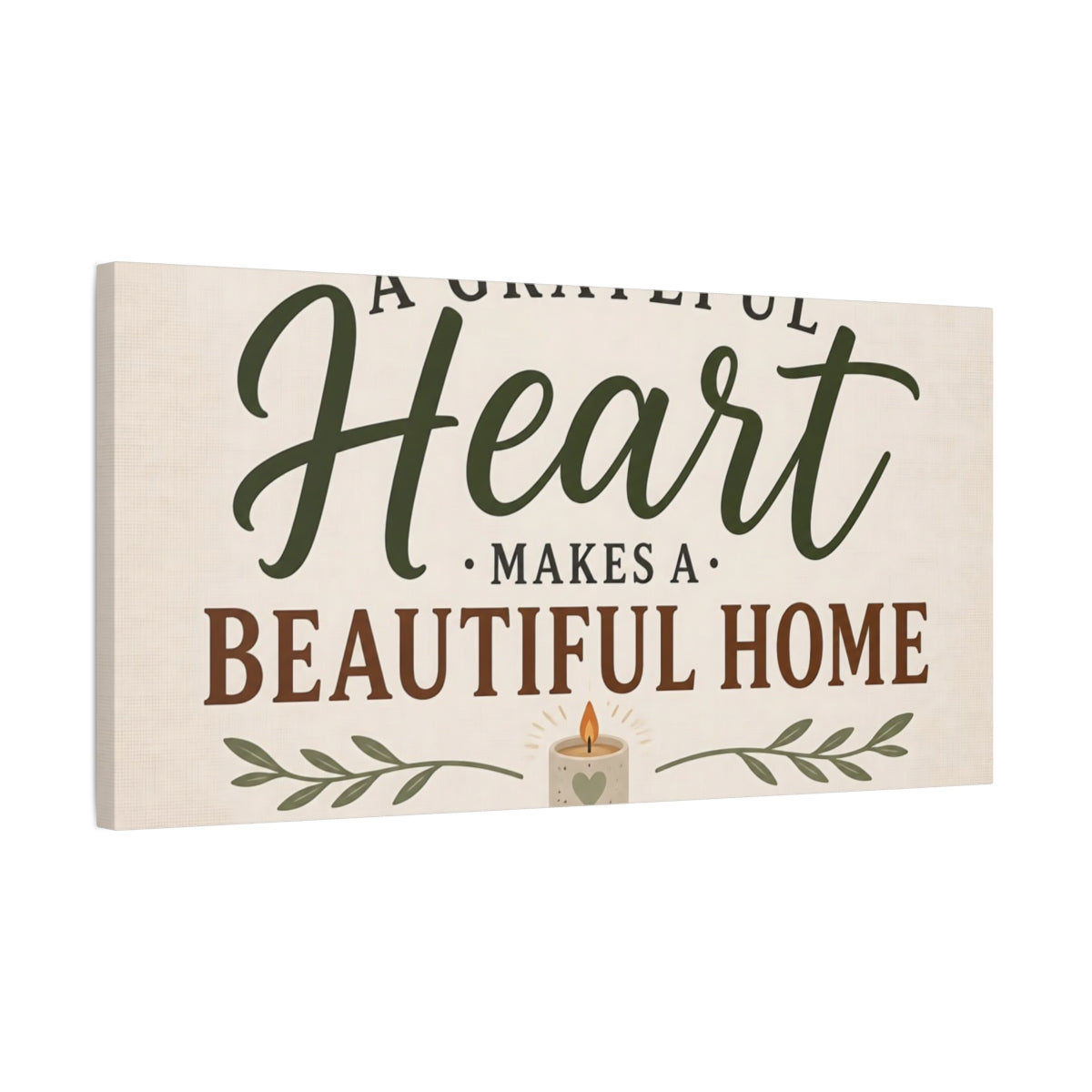 Side Mockup 1. Grateful Heart Quote shown as canvas print