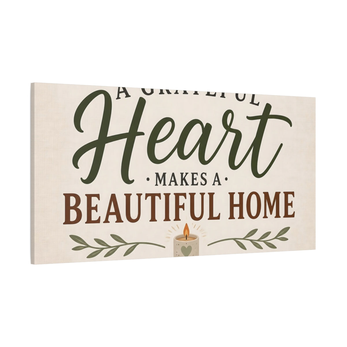 Side Mockup 2. Grateful Heart Quote shown as canvas print