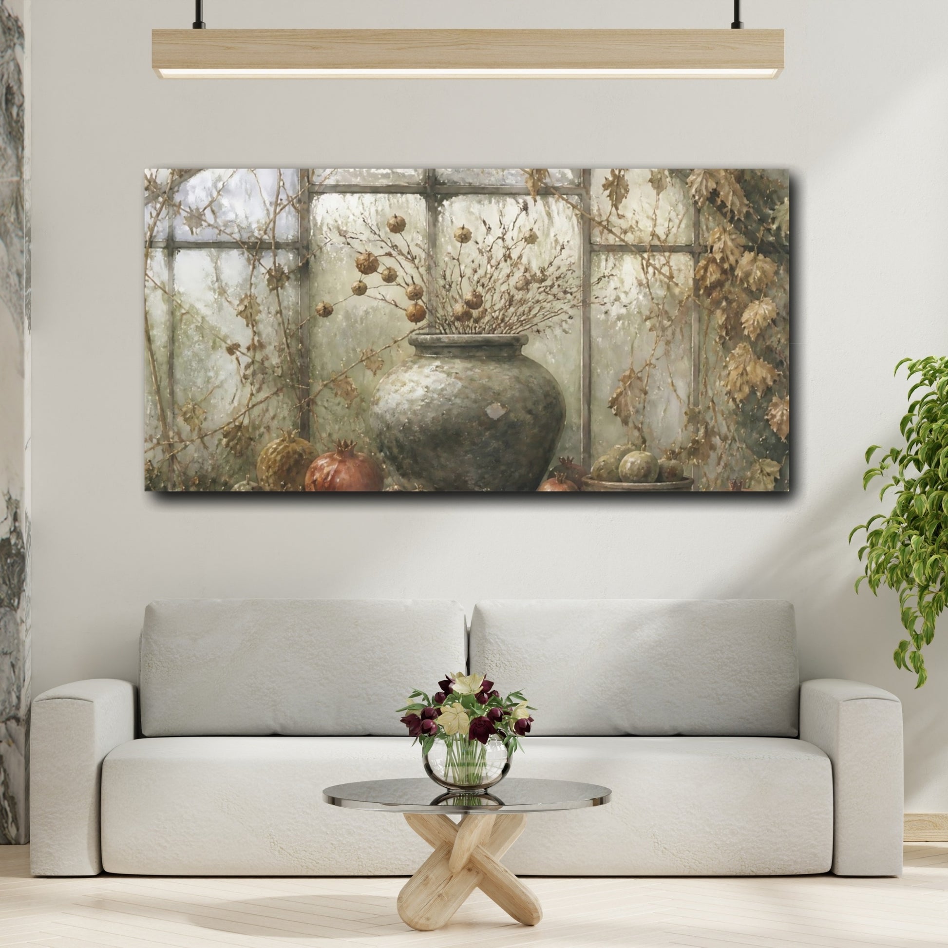 Mockup 2. Greenhouse Urn With Pomegranates shown as canvas print
