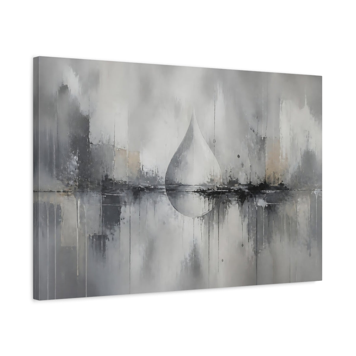 Side Mockup 2. Grey Teardrop Reflection shown as canvas print