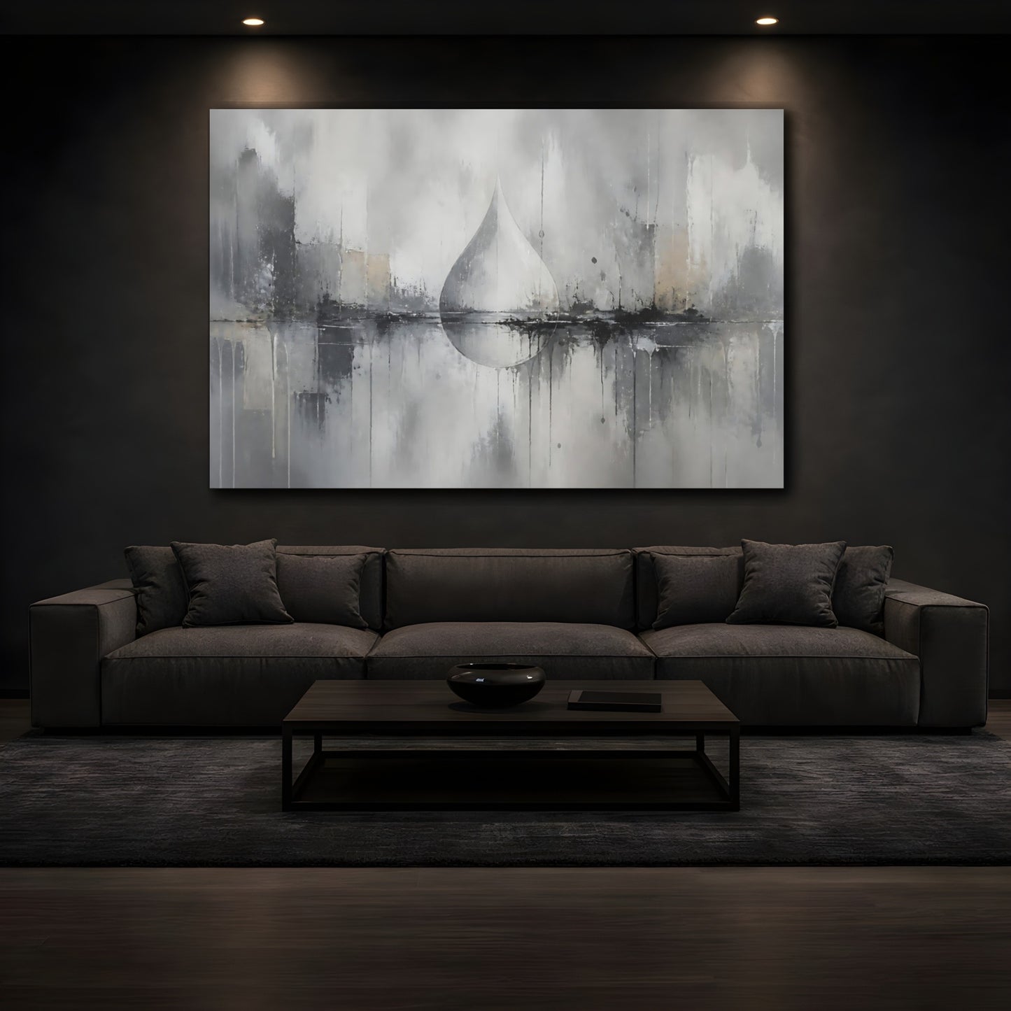 Mockup 3. Grey Teardrop Reflection shown as canvas print