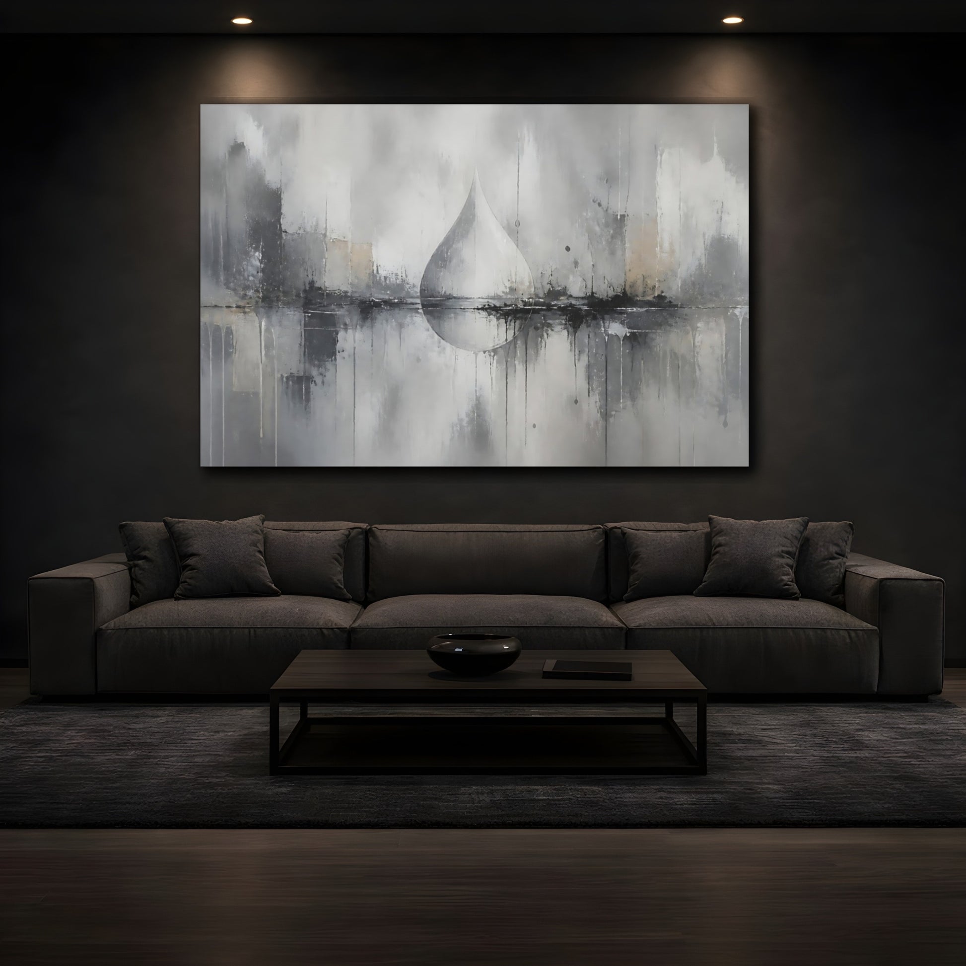Mockup 3. Grey Teardrop Reflection shown as canvas print