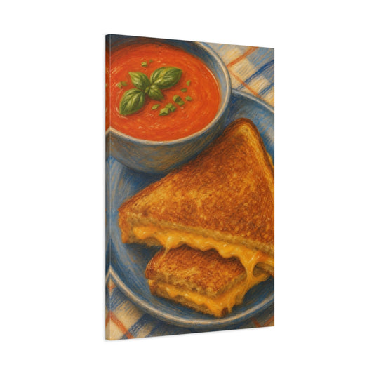 Main Mockup. Grilled Cheese And Tomato Soup shown as canvas print