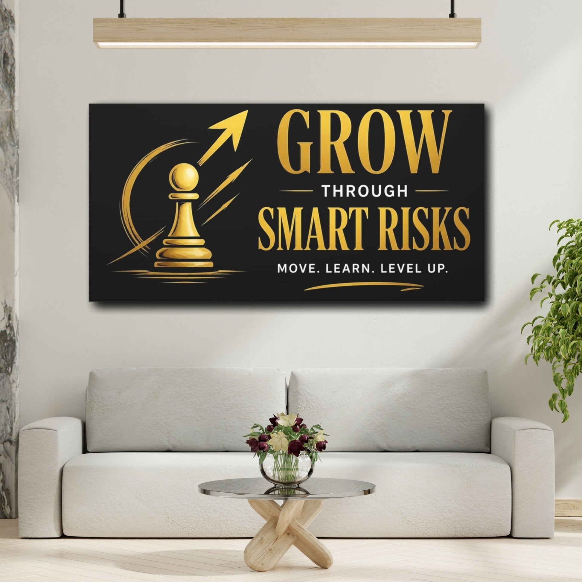 Mockup 2. Grow Through Smart Risks shown as canvas print