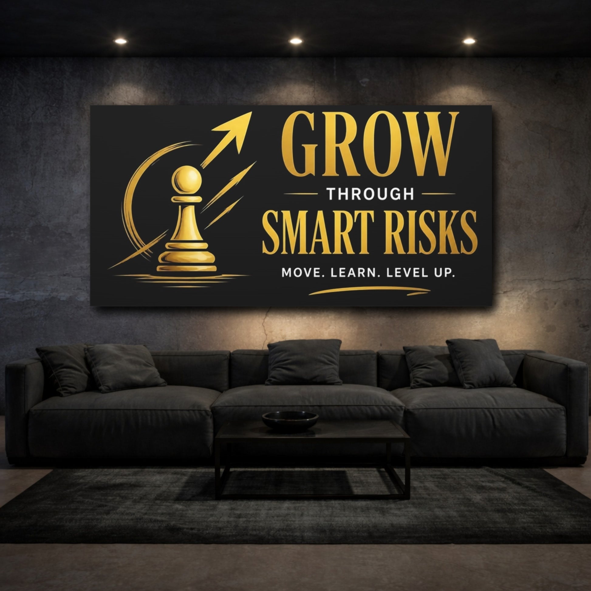Mockup 3. Grow Through Smart Risks shown as canvas print