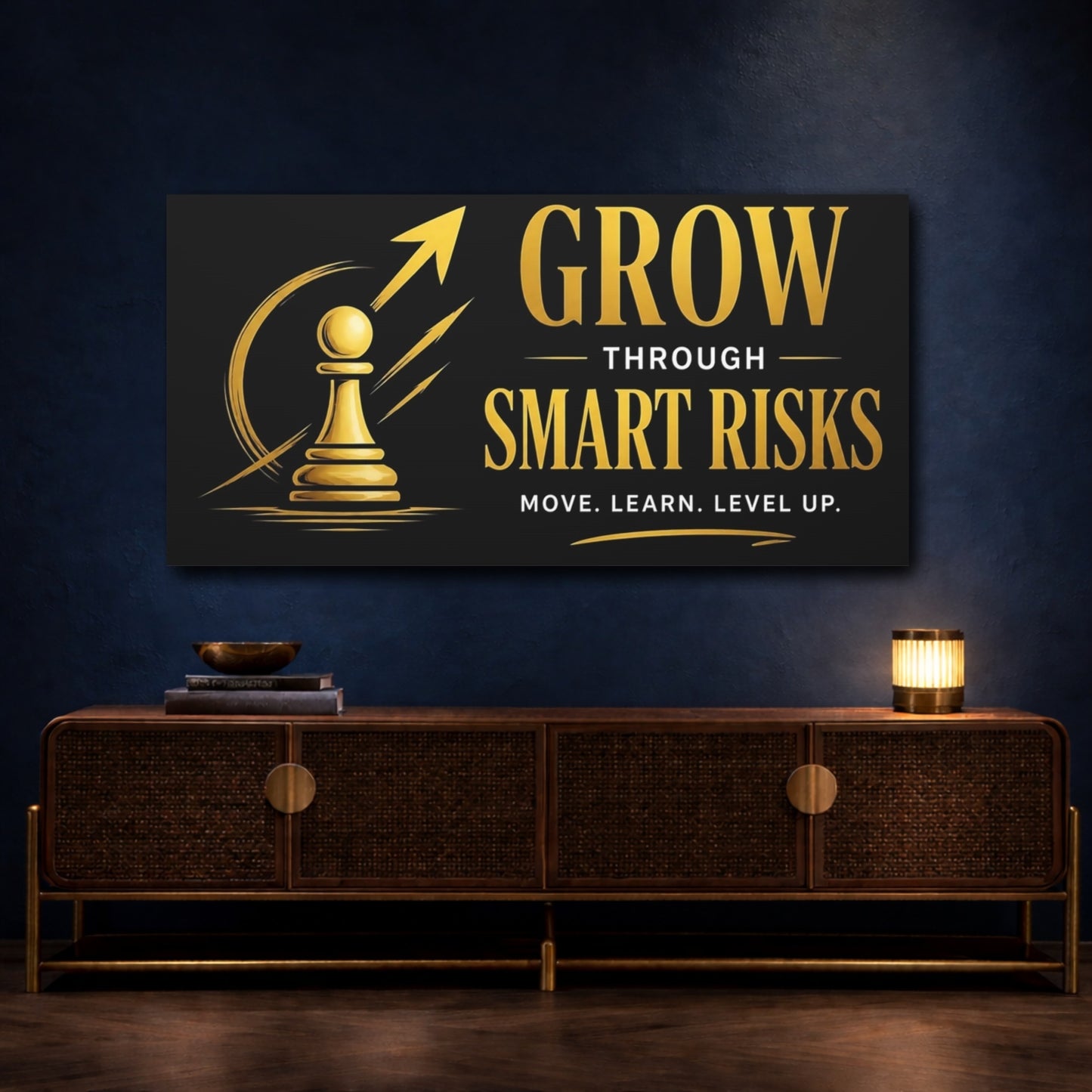 Mockup 4. Grow Through Smart Risks shown as canvas print