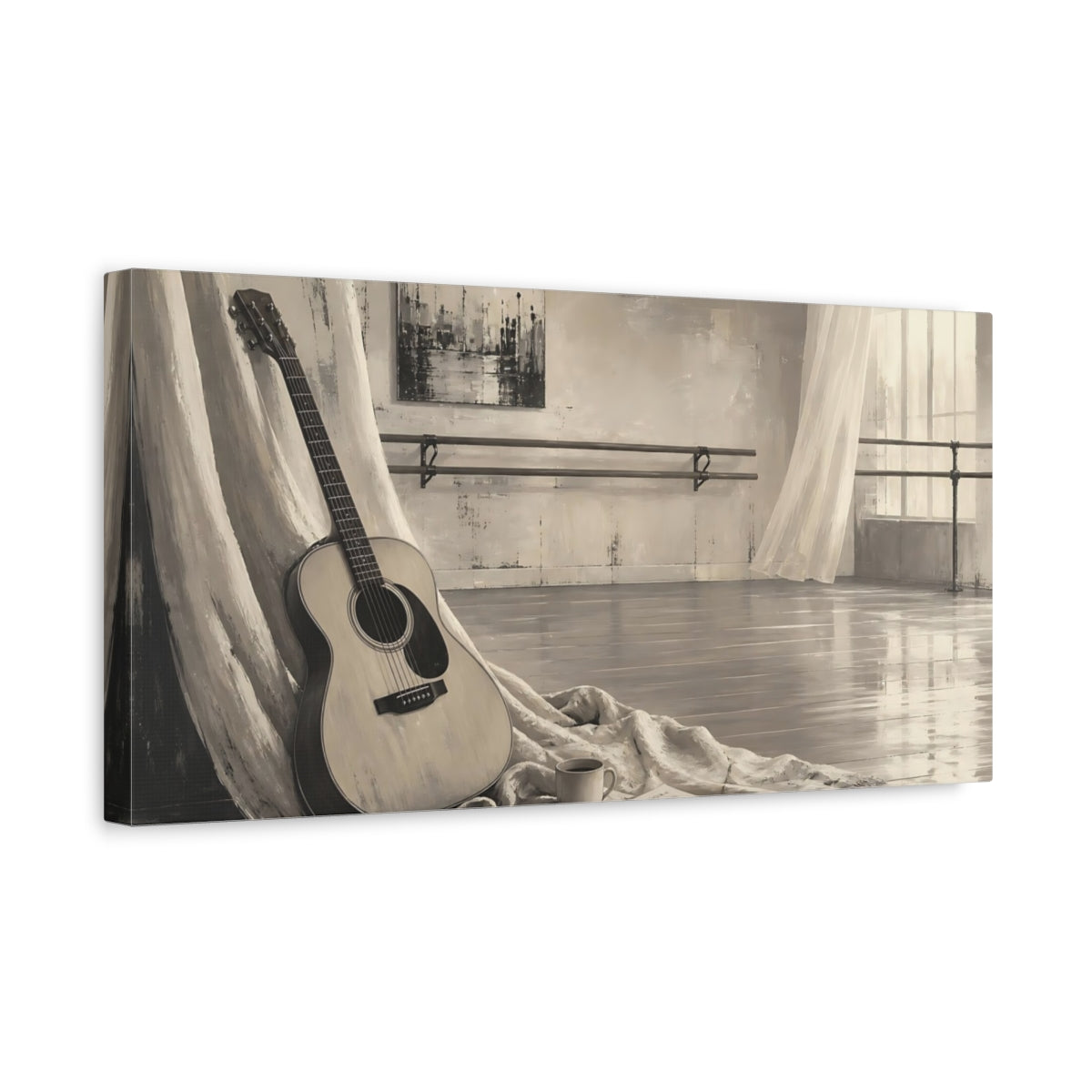 Side Mockup 3. Guitar By The Window shown as canvas print