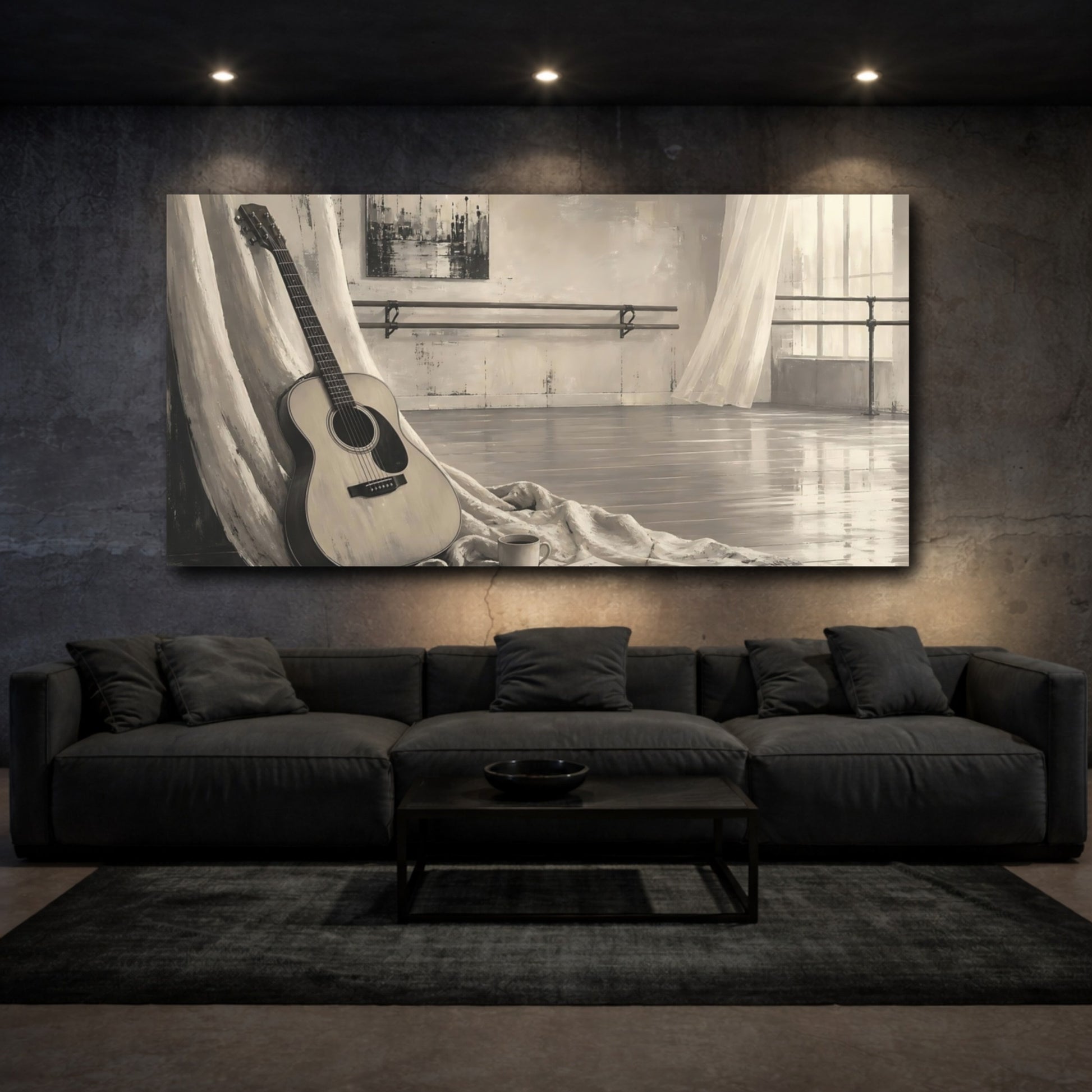 Mockup 3. Guitar By The Window shown as canvas print