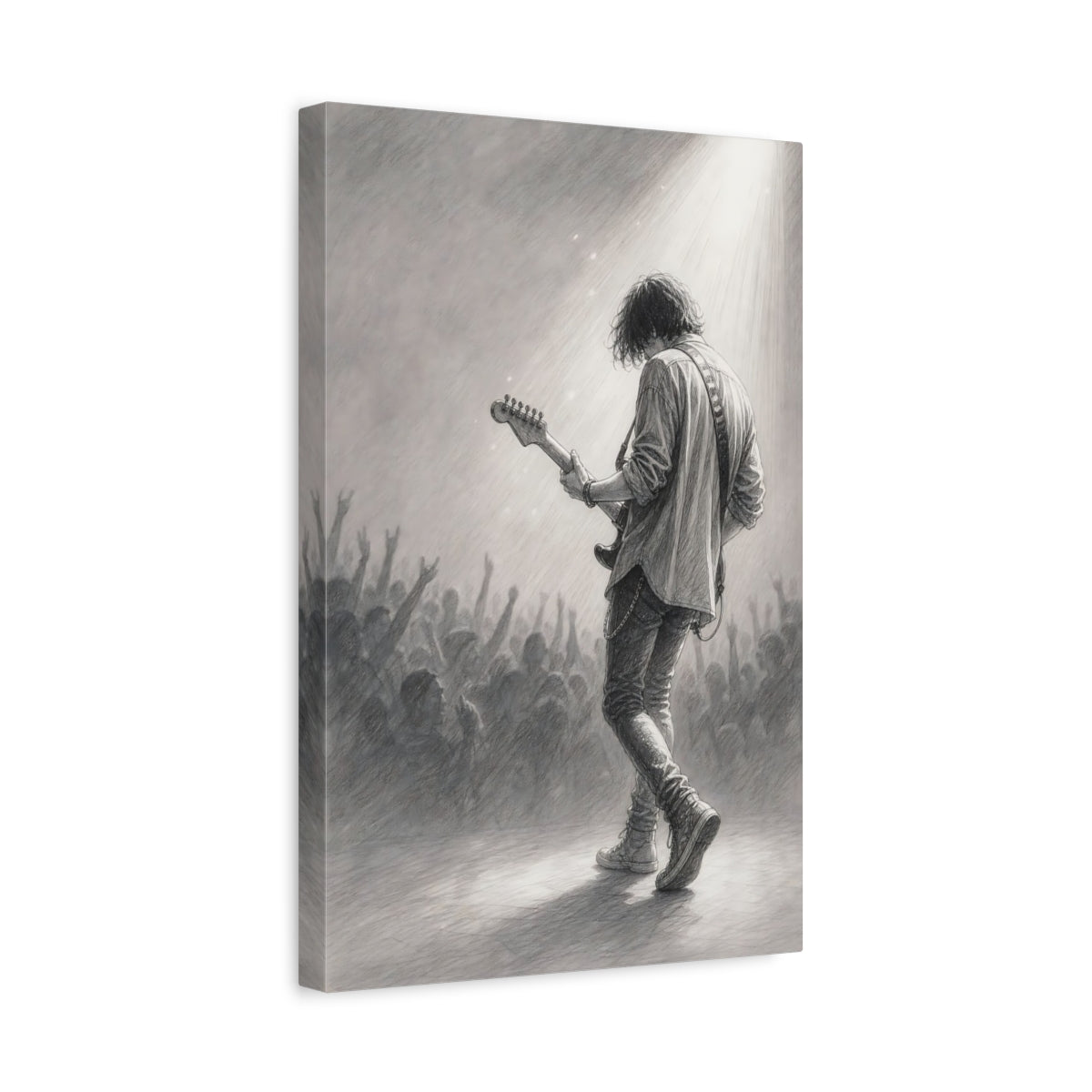 Side Mockup 4. Guitarist In Spotlight shown as canvas print