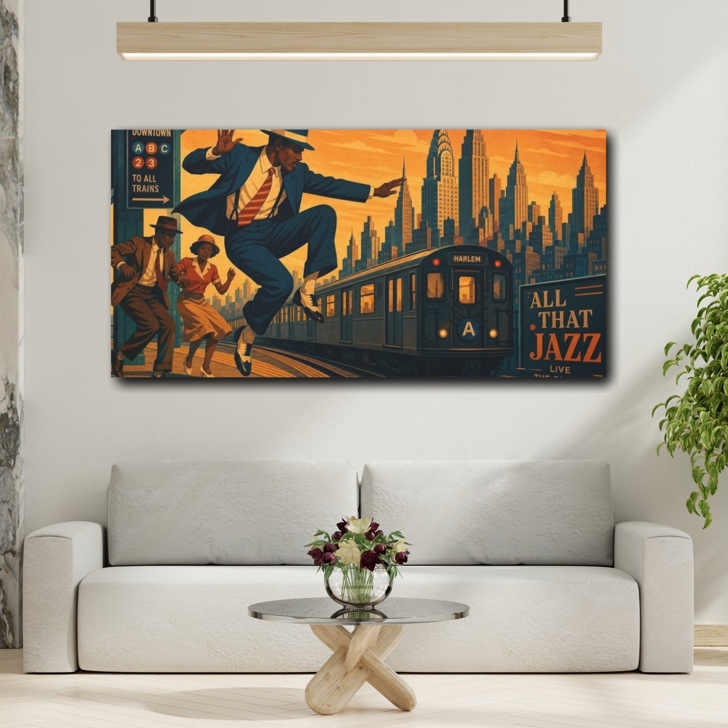Mockup 2. Harlem Jazz Leap shown as canvas print