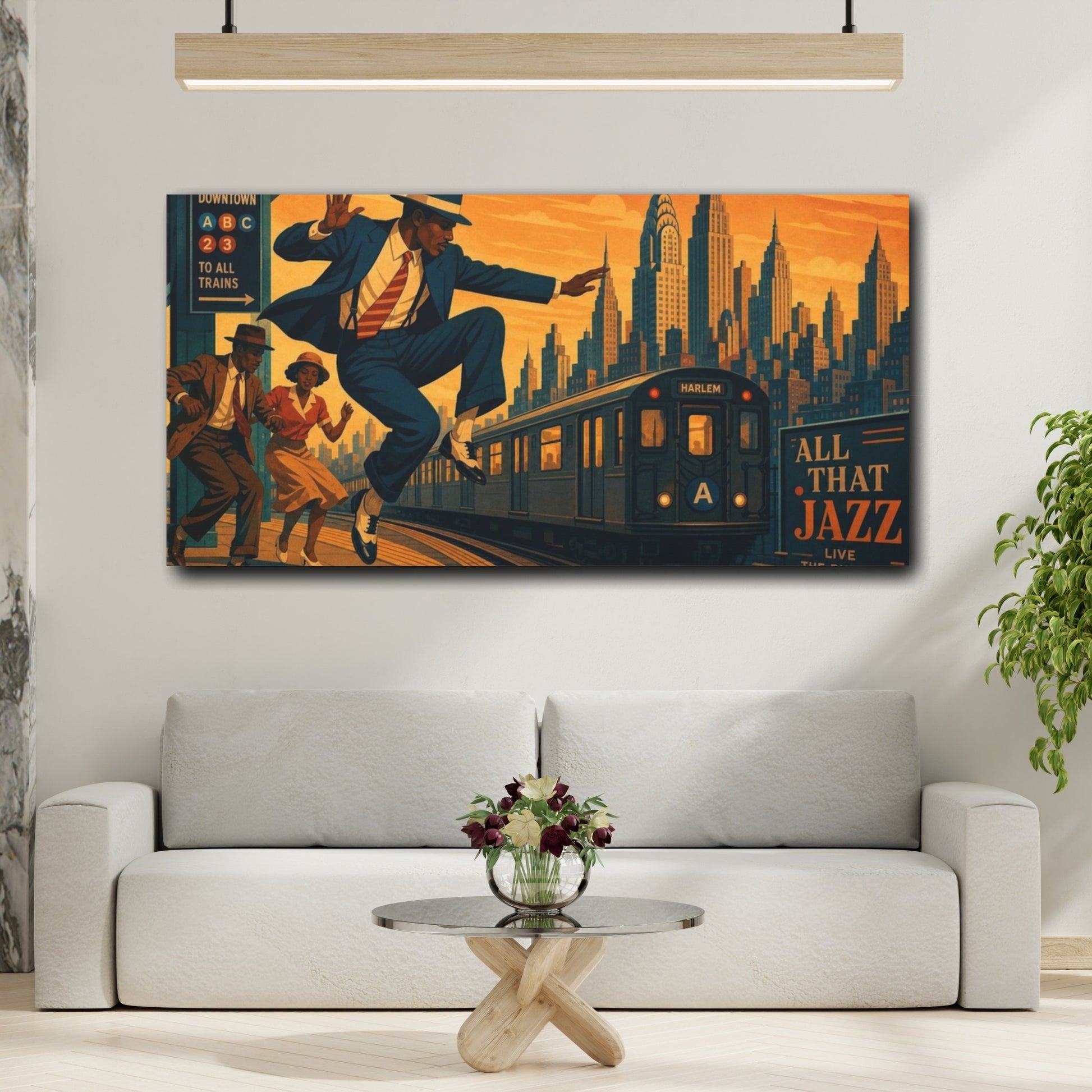 Mockup 2. Harlem Jazz Leap shown as canvas print