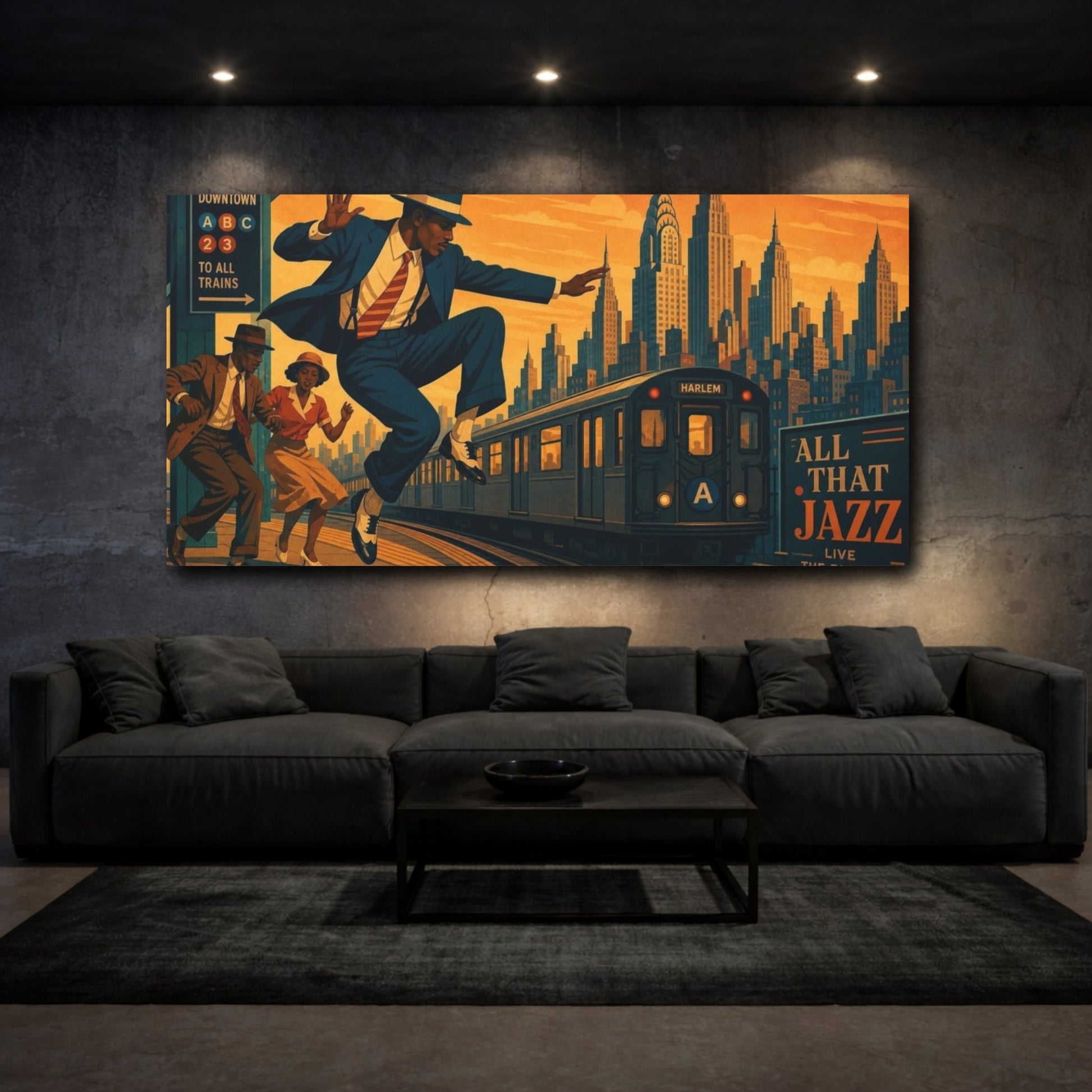 Mockup 3. Harlem Jazz Leap shown as canvas print
