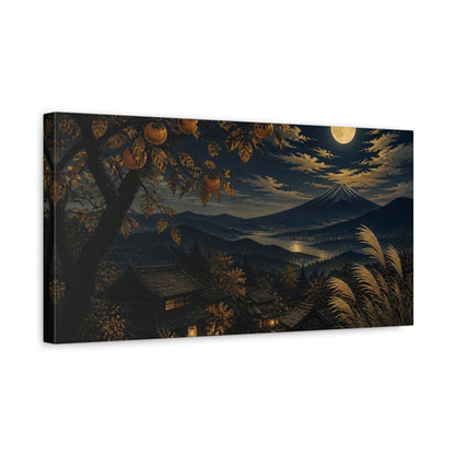 Side Mockup 3. Harvest Moon Over Mountain Village shown as canvas print