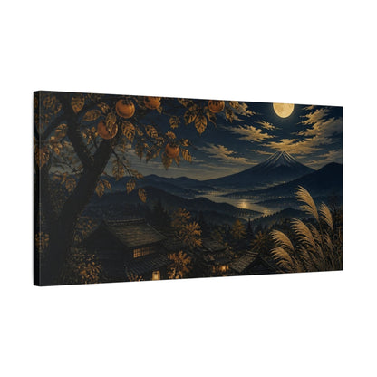 Side Mockup 1. Harvest Moon Over Mountain Village shown as canvas print