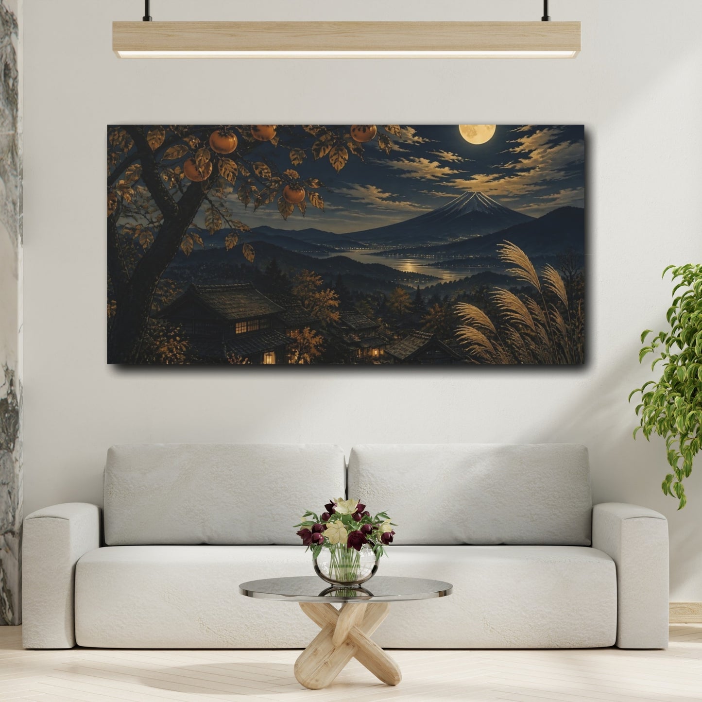 Mockup 2. Harvest Moon Over Mountain Village shown as canvas print