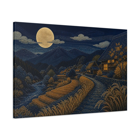 Main Mockup. Harvest Moon Over Rice Terraces shown as canvas print