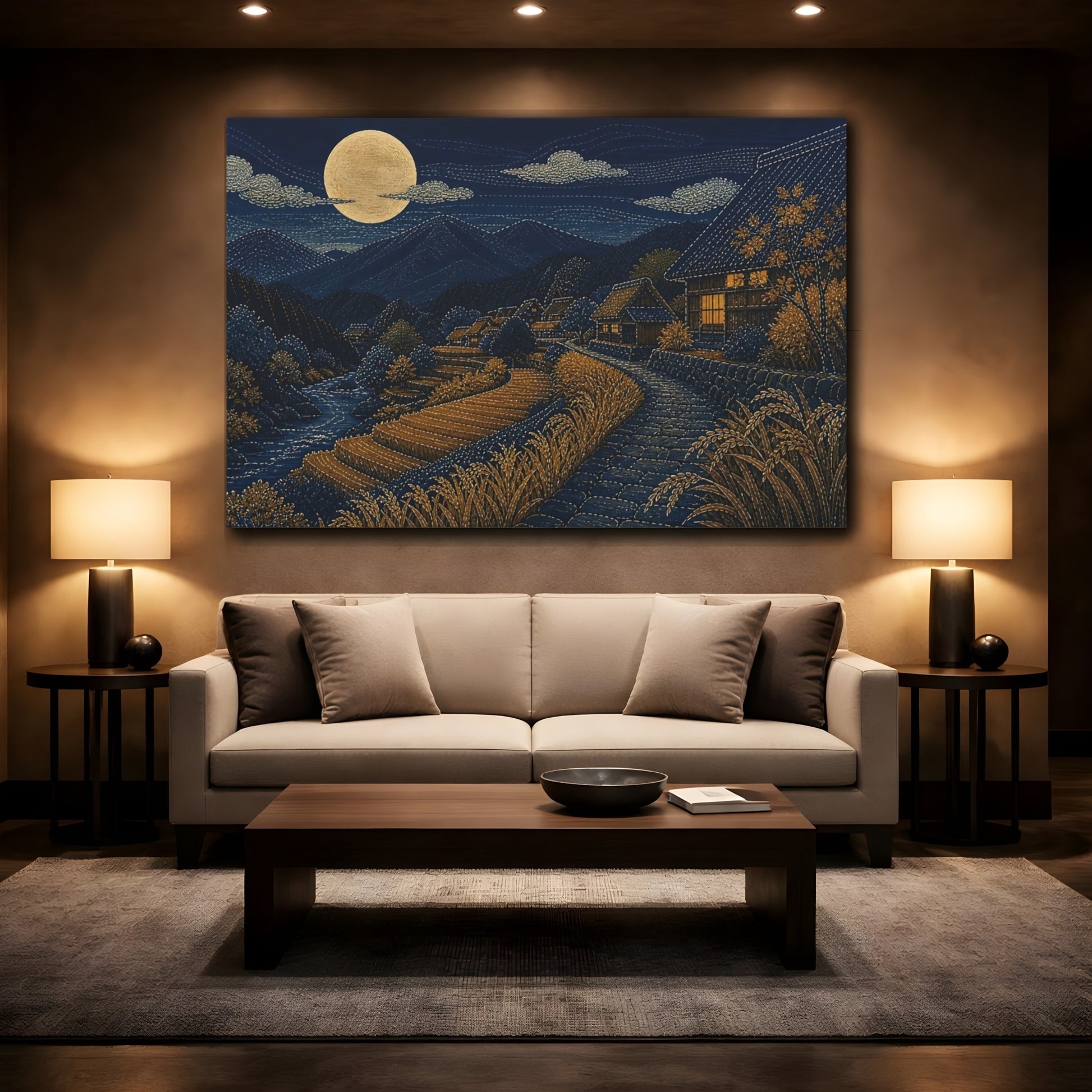 Mockup 2. Harvest Moon Over Rice Terraces shown as canvas print