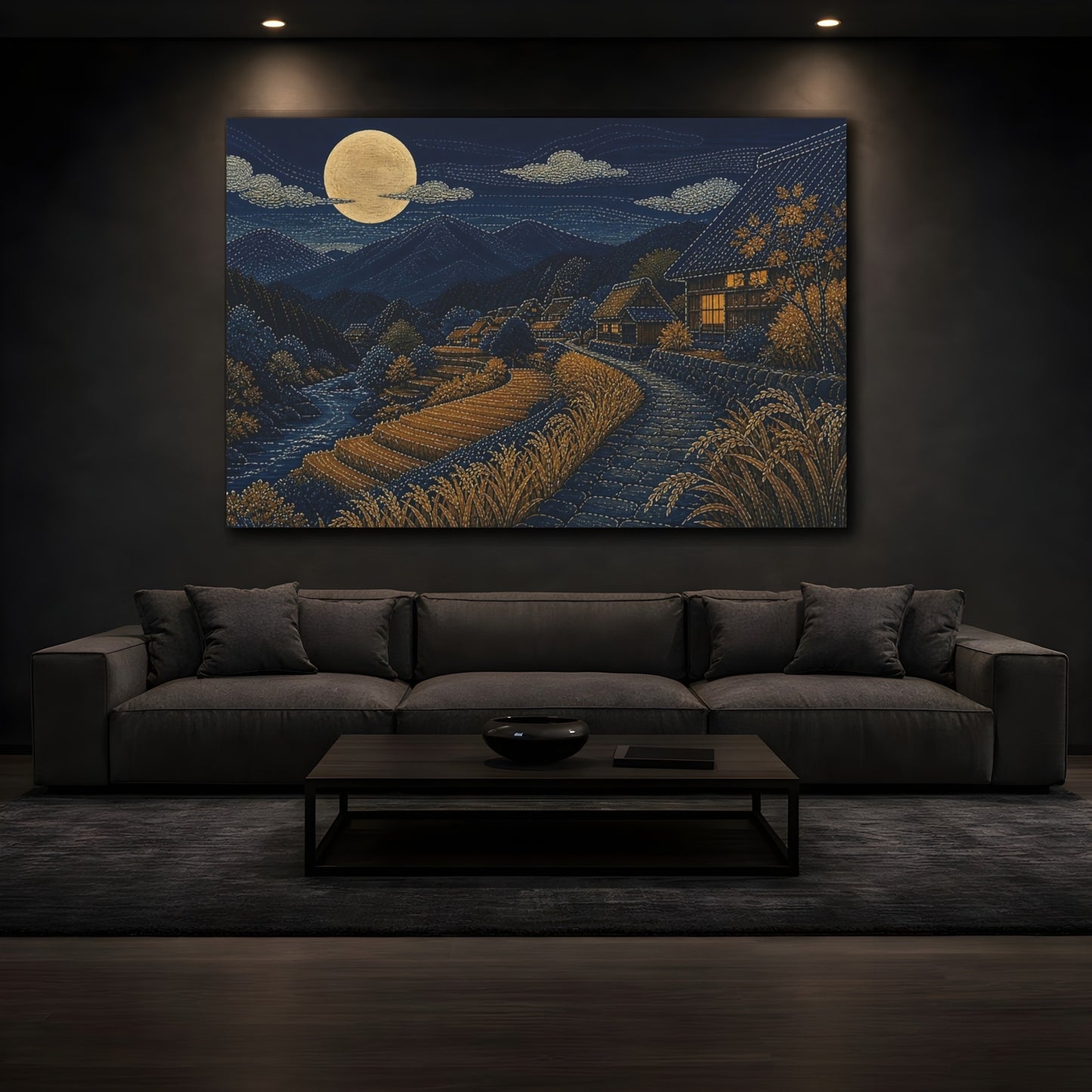 Mockup 3. Harvest Moon Over Rice Terraces shown as canvas print
