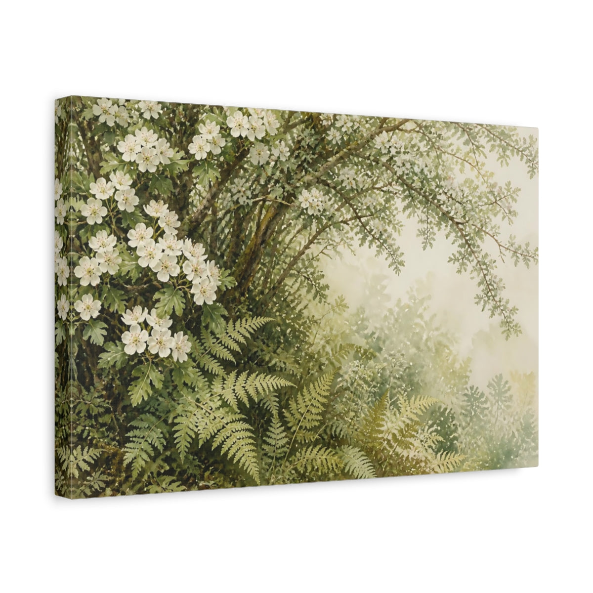 Side Mockup 4. Hawthorn & Fern Hedgerow shown as canvas print