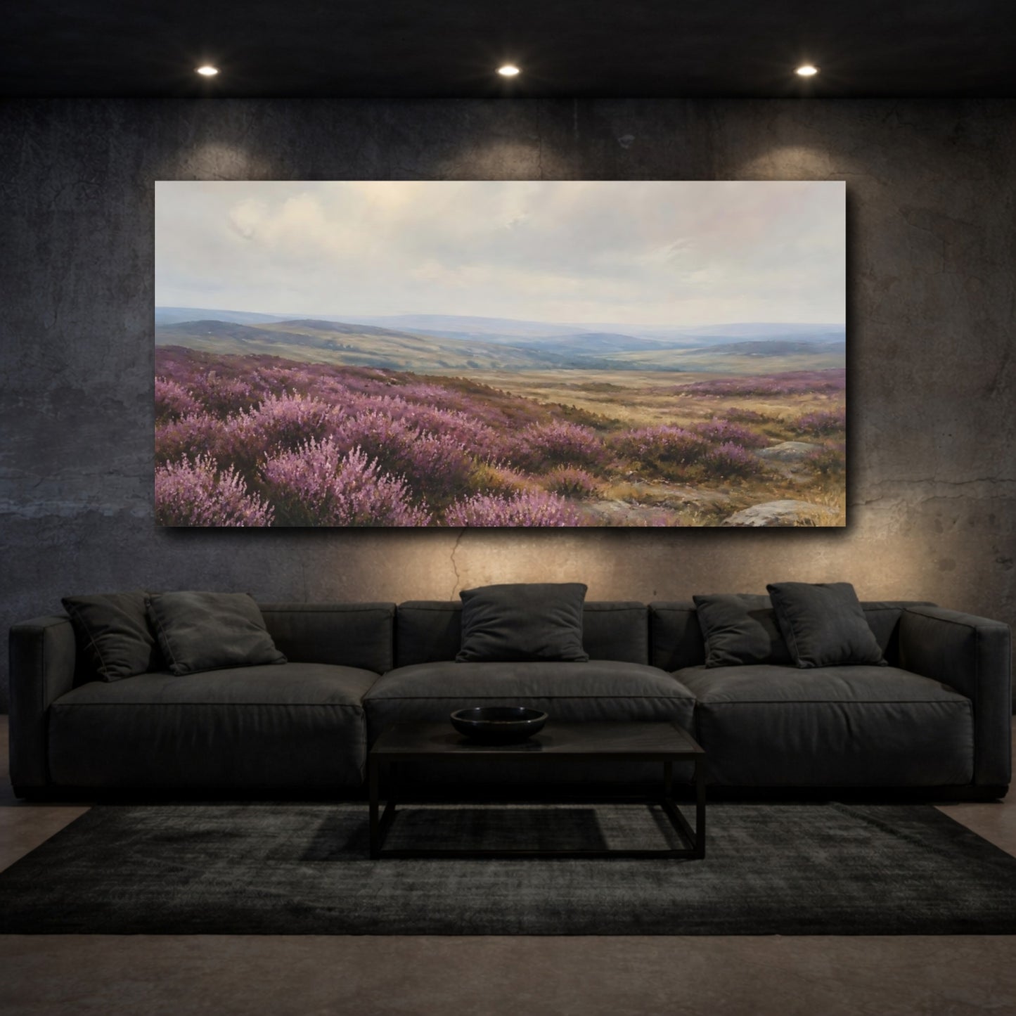Mockup 3. Heather On Windswept Moors shown as canvas print