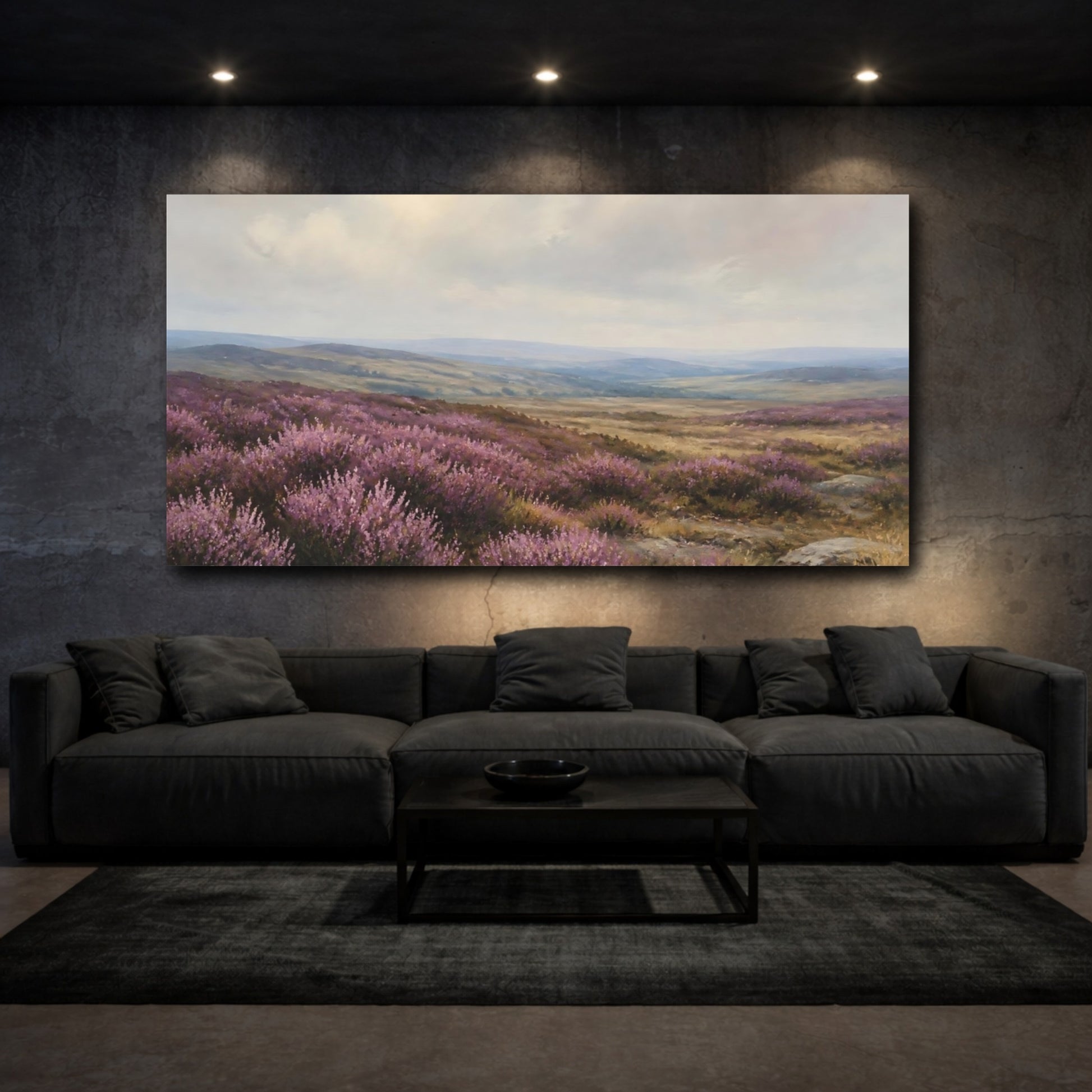 Mockup 3. Heather On Windswept Moors shown as canvas print