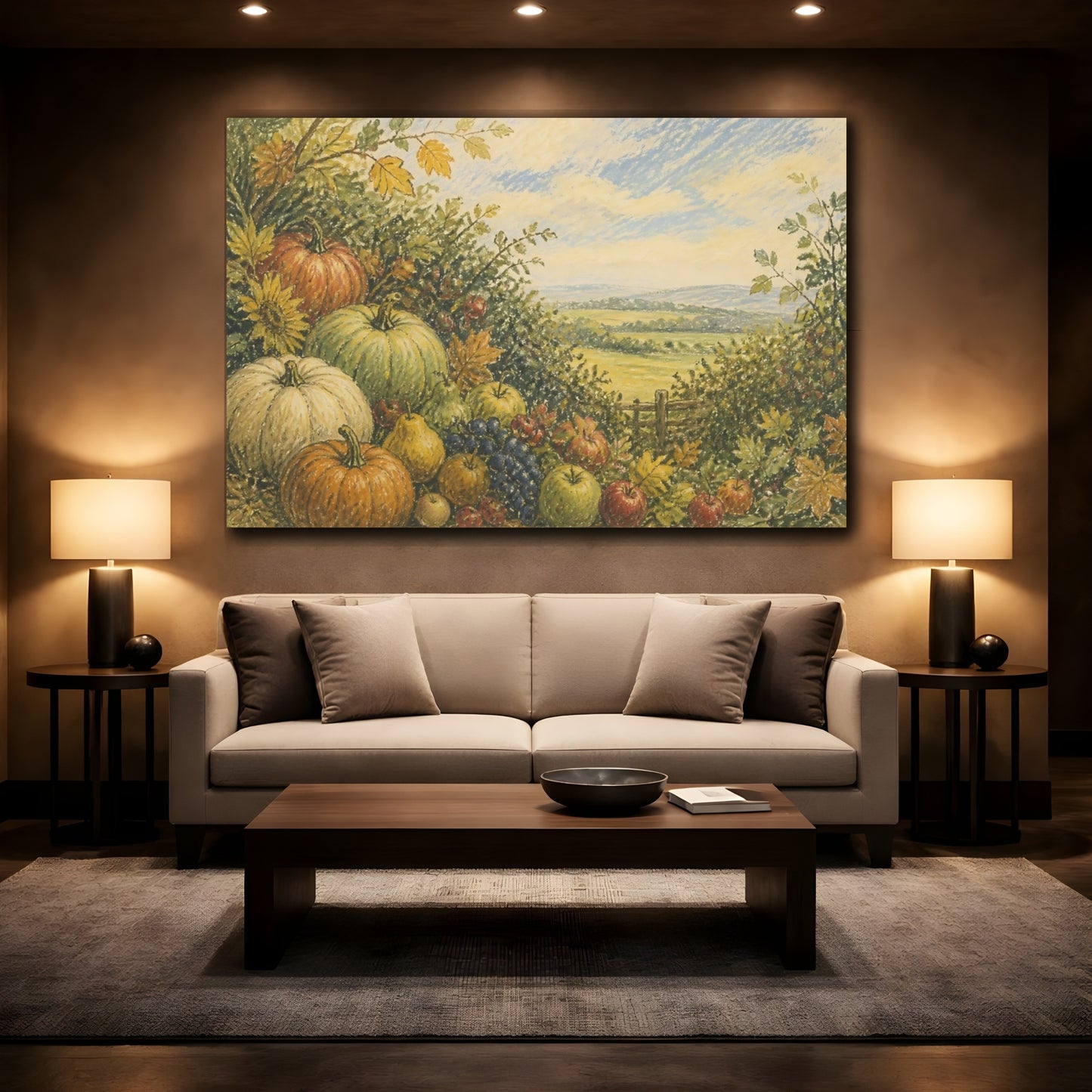 Mockup 2. Hedgerow Harvest Still Life shown as canvas print