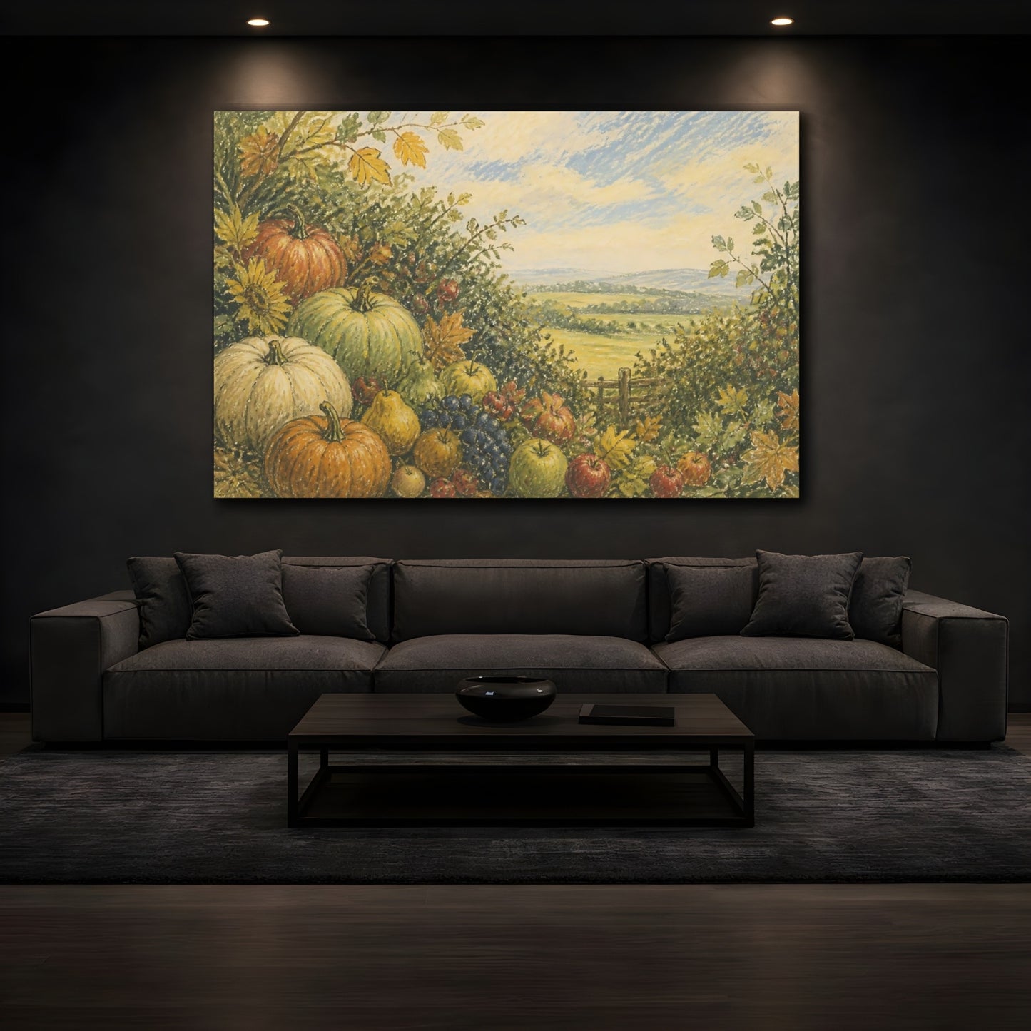 Mockup 3. Hedgerow Harvest Still Life shown as canvas print