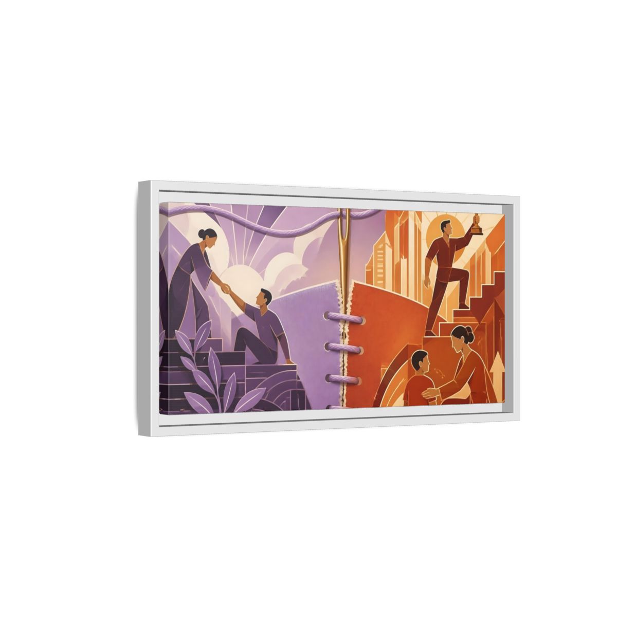 Side Mockup 6. Helping Hand Triumph shown as framed canvas print