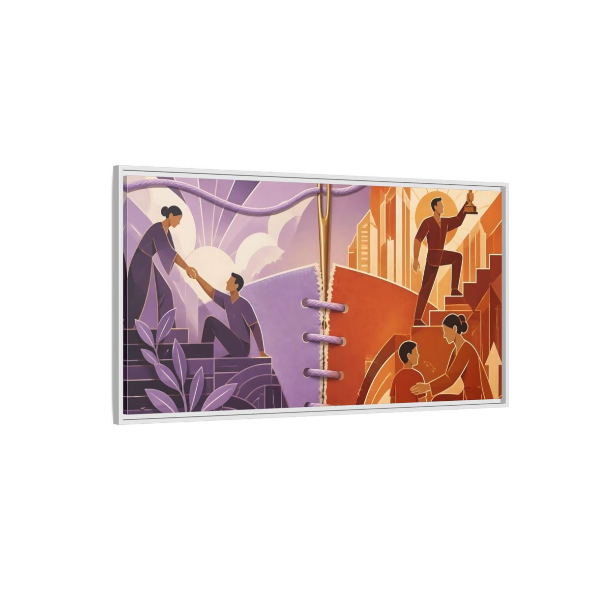 Side Mockup 3. Helping Hand Triumph shown as framed canvas print