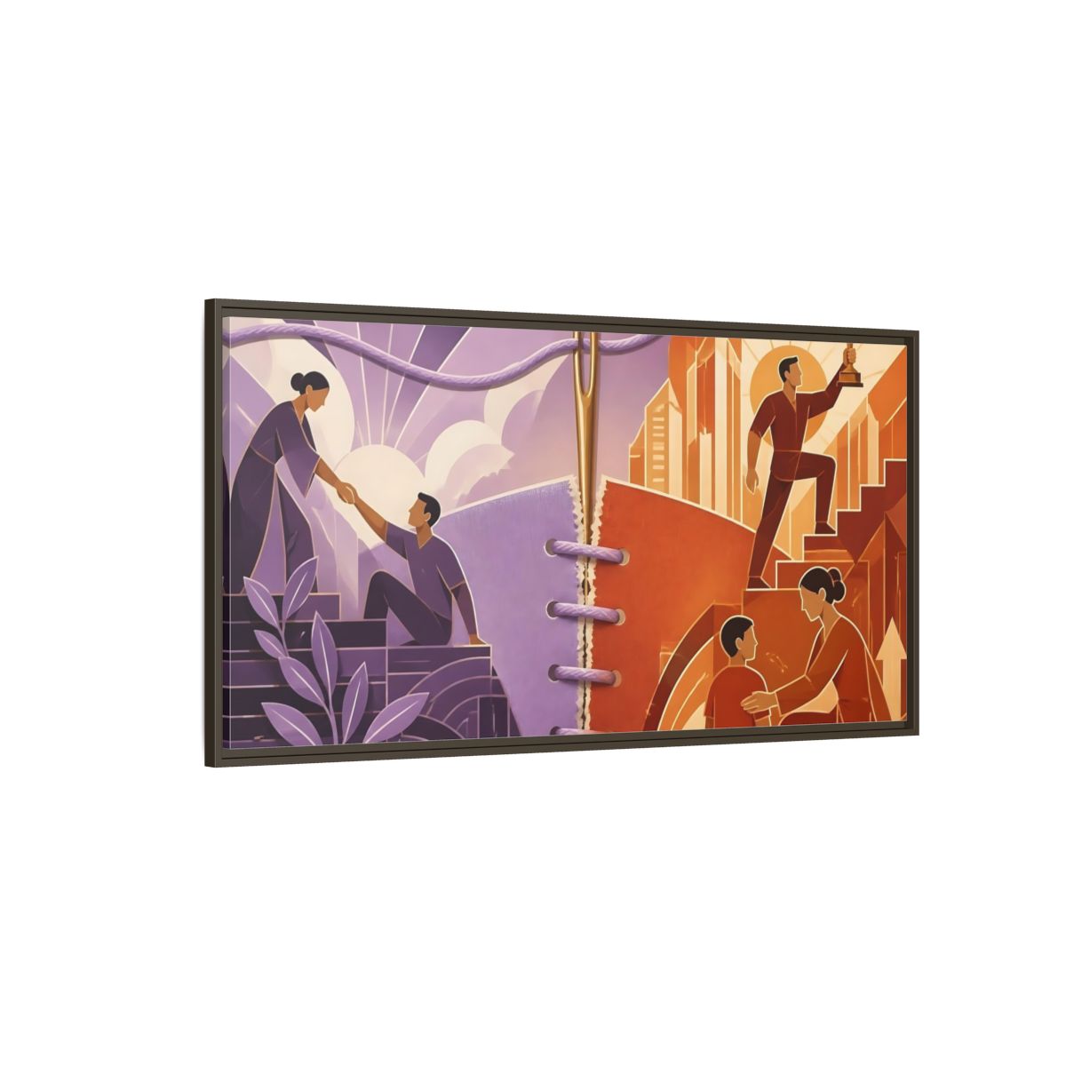 Side Mockup 4. Helping Hand Triumph shown as framed canvas print