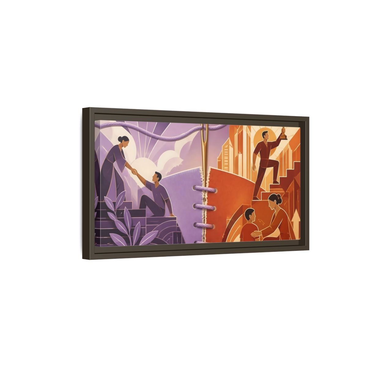 Side Mockup 7. Helping Hand Triumph shown as framed canvas print