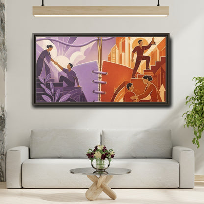 Mockup 2. Helping Hand Triumph shown as framed canvas print