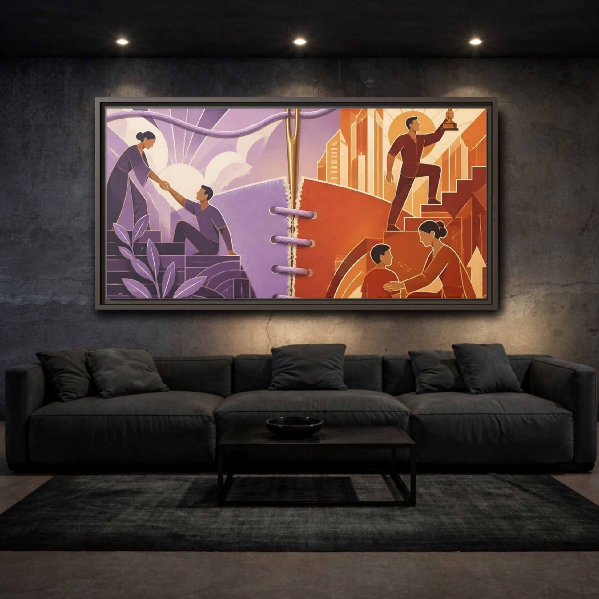 Mockup 3. Helping Hand Triumph shown as framed canvas print