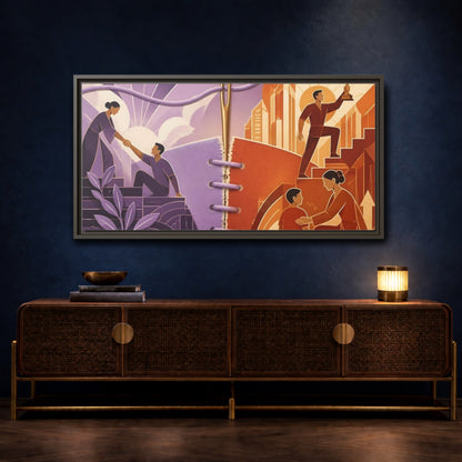 Mockup 4. Helping Hand Triumph shown as framed canvas print