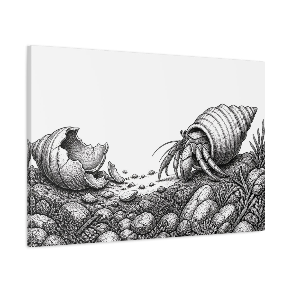 Main Mockup. Hermit Crab Motivation shown as canvas print