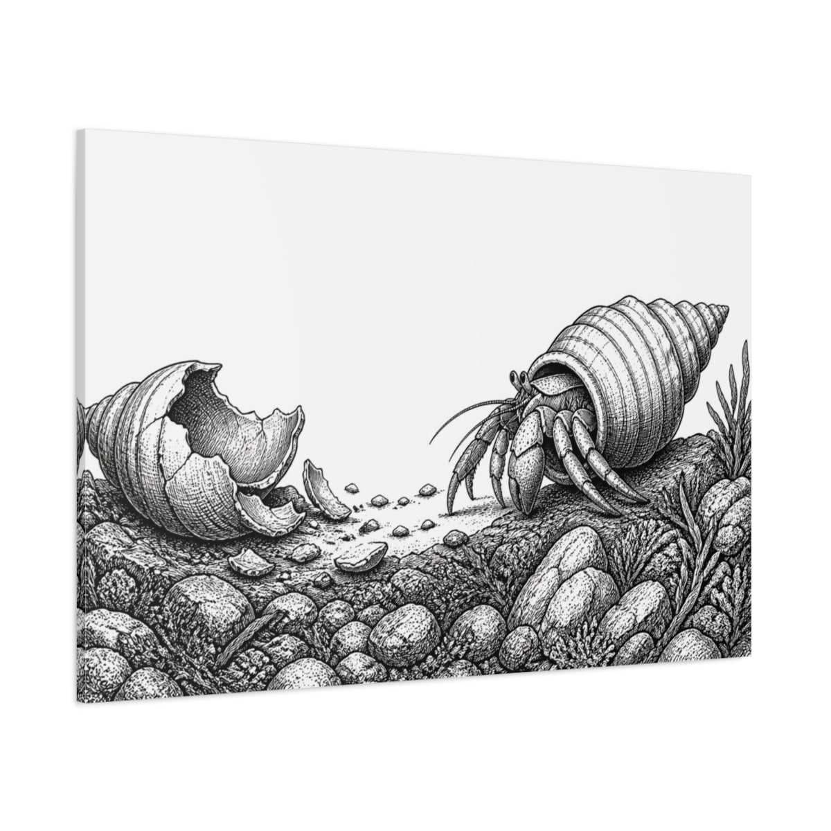 Side Mockup 1. Hermit Crab Motivation shown as canvas print