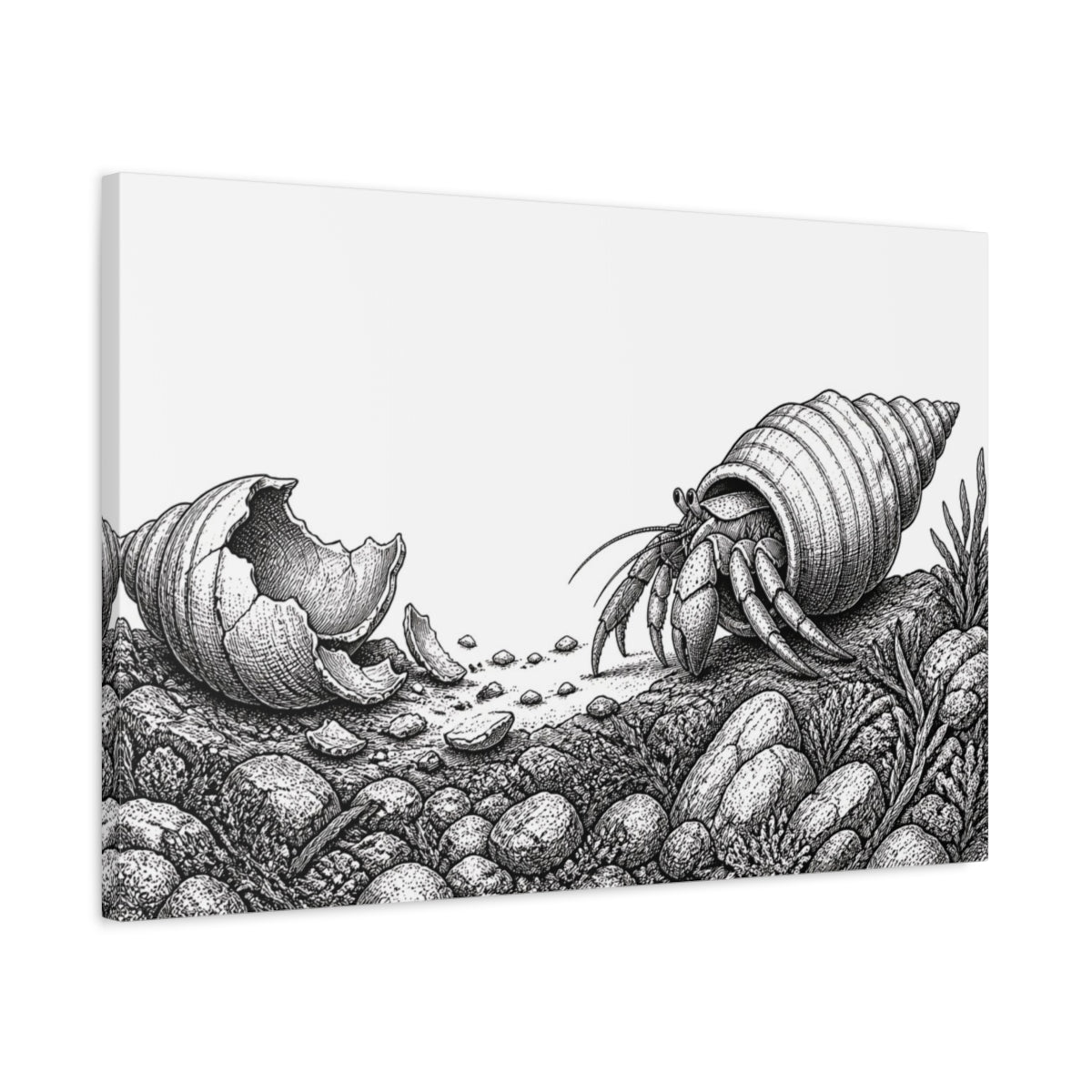 Side Mockup 2. Hermit Crab Motivation shown as canvas print