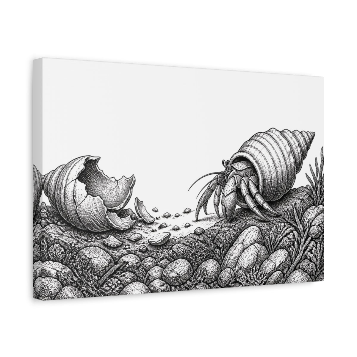 Side Mockup 4. Hermit Crab Motivation shown as canvas print