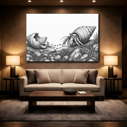 Mockup 2. Hermit Crab Motivation shown as canvas print