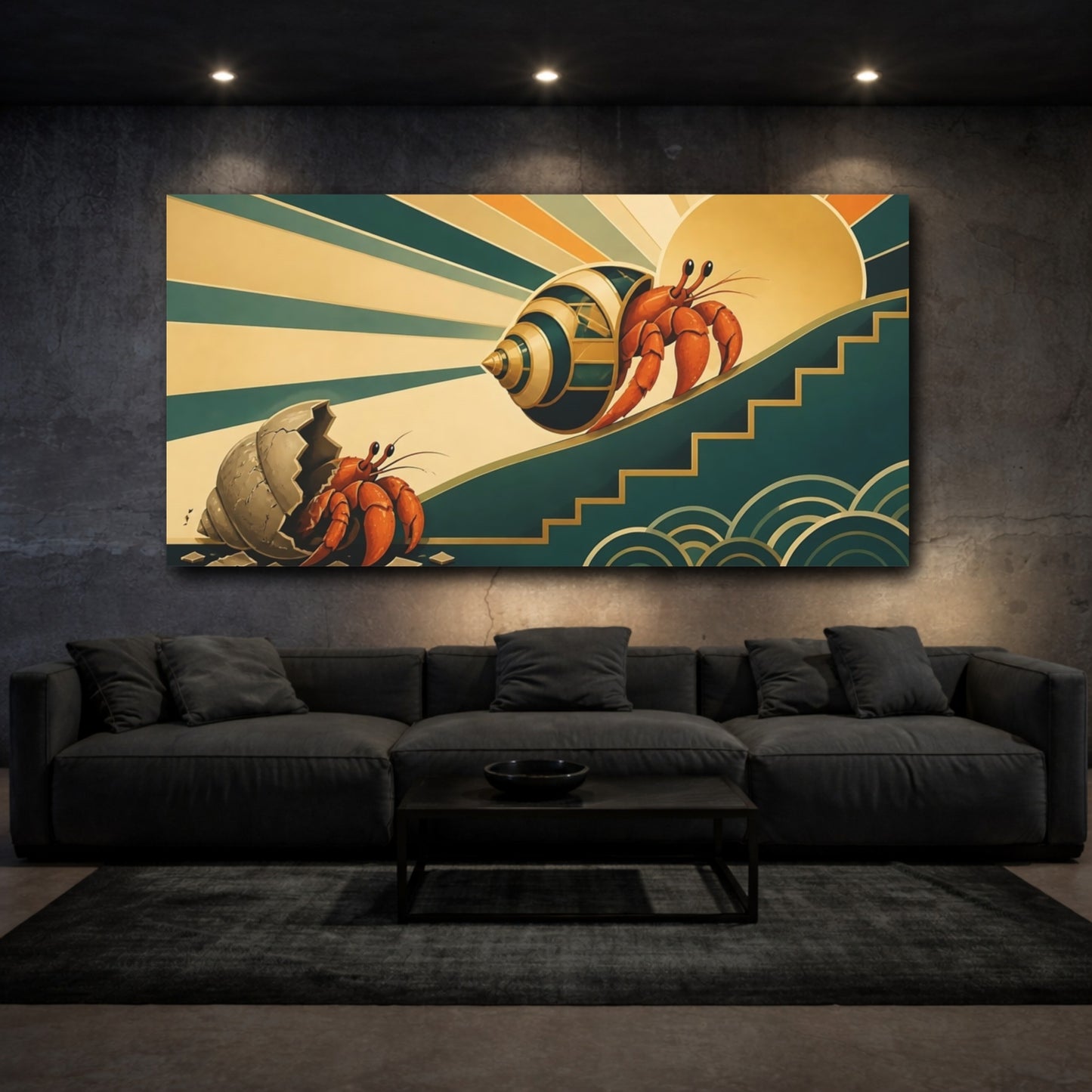 Mockup 3. Hermit Crab Motivation shown as canvas print