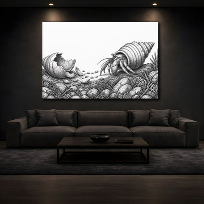 Mockup 3. Hermit Crab Motivation shown as canvas print