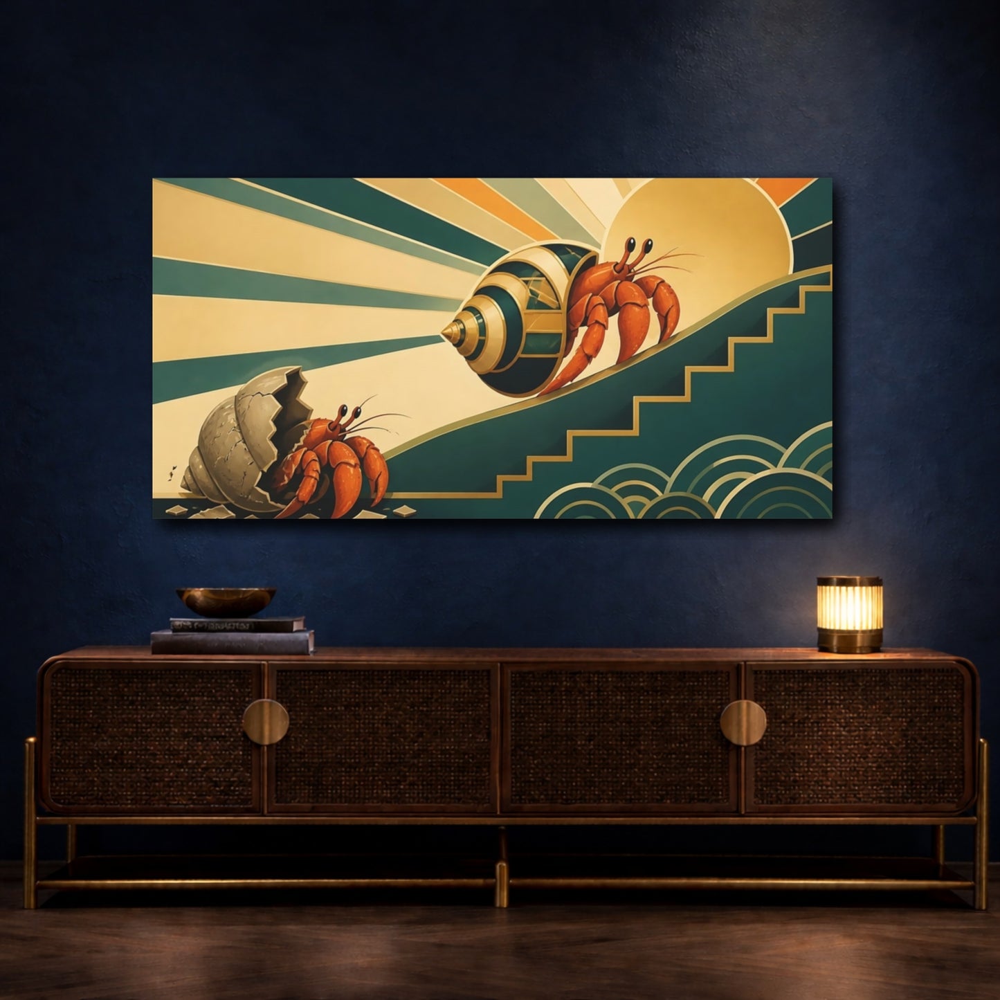 Mockup 4. Hermit Crab Motivation shown as canvas print