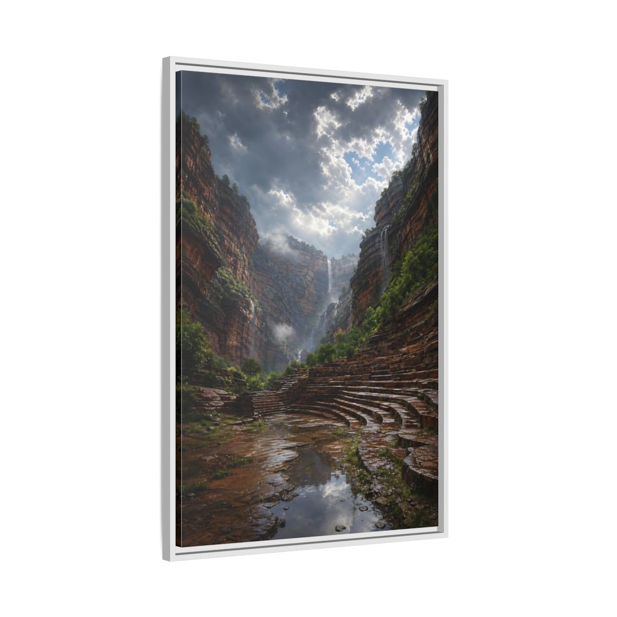 Side Mockup 9. Hidden Canyon Waterfall shown as framed canvas print