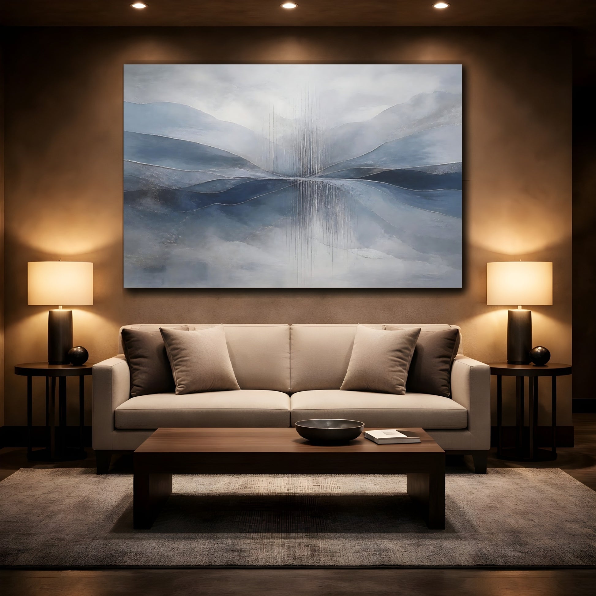 Mockup 2. Hidden Rain Reflection shown as canvas print
